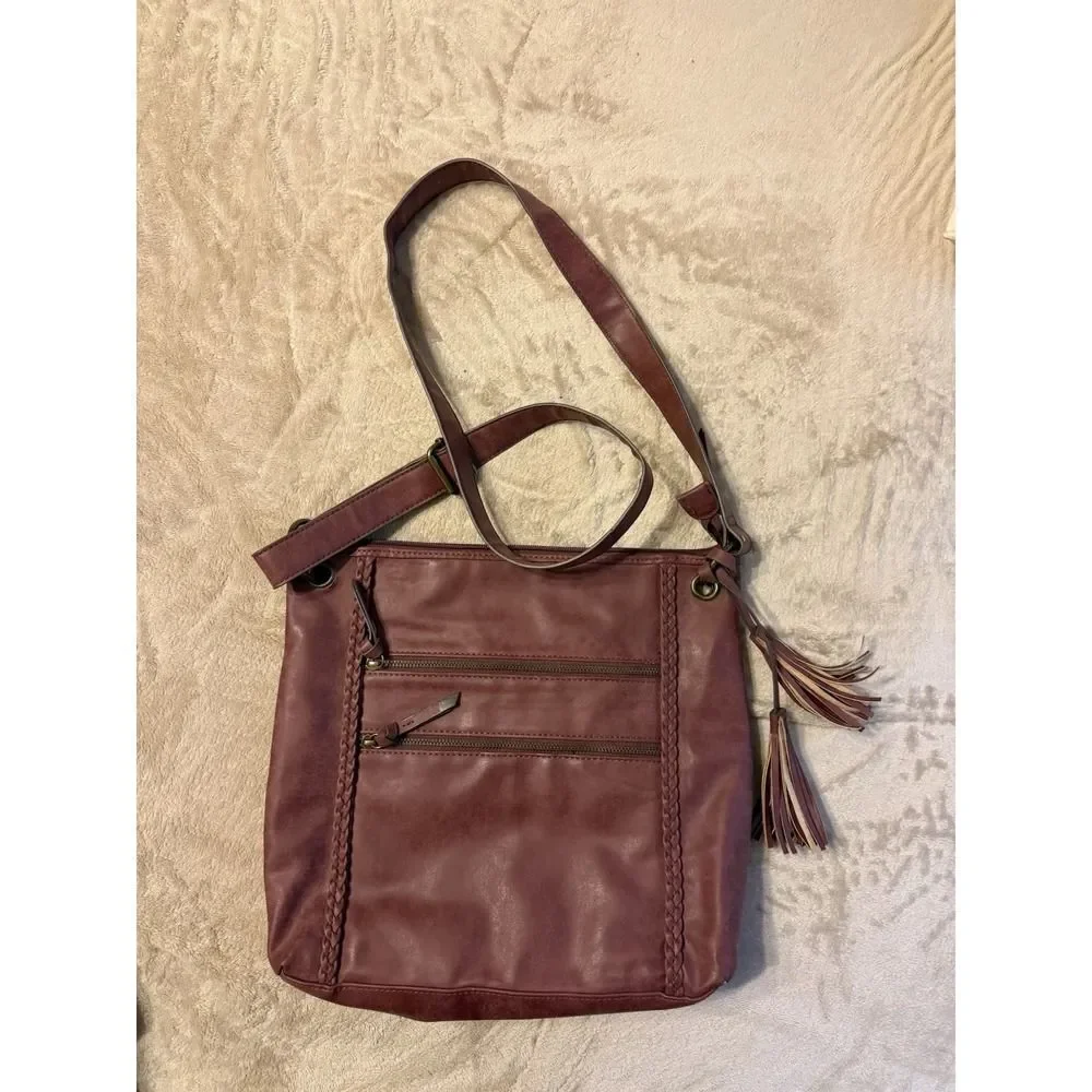 Bueno Faux Leather Brown Cross Body Bag. Shoulder Strap - Picture 2 of 9